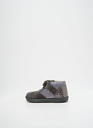 Bottillons nubuck bout rond argent FALCOTTO fille