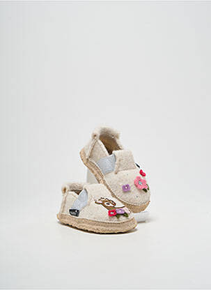 Chaussons/pantoufles tissage satiné bout rond beige NANGA fille
