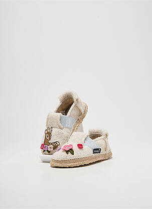 Chaussons/pantoufles tissage satiné bout rond beige NANGA fille