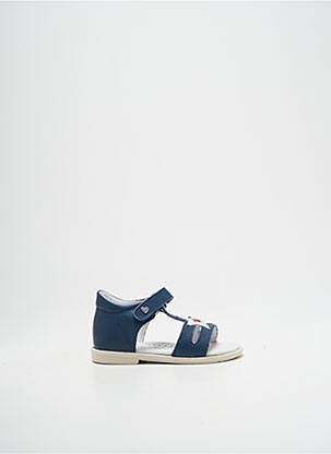 Sandales/nu pieds matière lisse talon bas bleu FALCOTTO fille