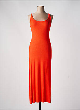 Robe longue coupe cintrée fines bretelles orange KAFFE femme