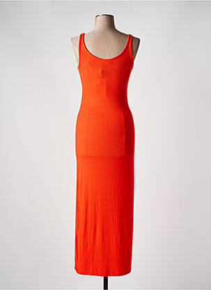 Robe longue coupe cintrée fines bretelles orange KAFFE femme