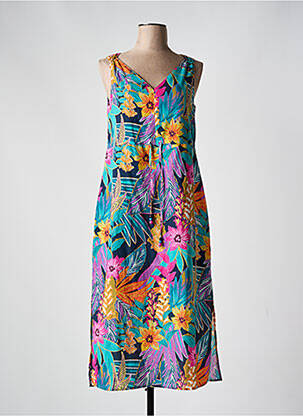 Robe longue imprimé fantaisie sans manche bleu JULIE GUERLANDE femme