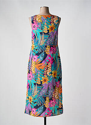 Robe longue imprimé fantaisie sans manche bleu JULIE GUERLANDE femme