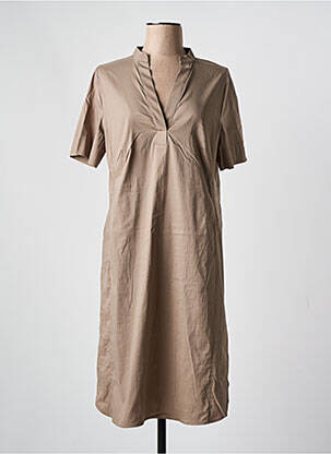 Robe mi-longue manches courtes manches courtes beige FRANK WALDER femme