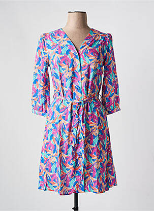 Robe mi-longue coupe fluide manches 3/4 violet JULIE GUERLANDE femme