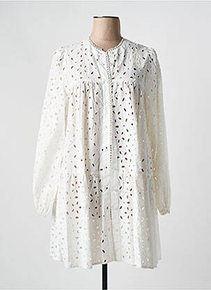 Robe mi-longue manches longues manches longues blanc KAFFE femme