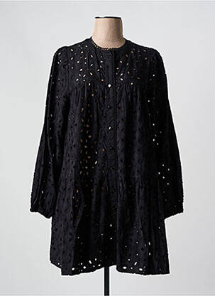Robe mi-longue manches longues manches longues noir KAFFE femme