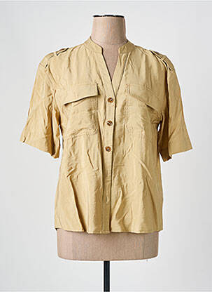 Chemisier coupe droite manches courtes beige KAFFE femme