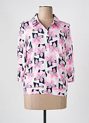 Polo stretch manches 3/4 rose FRANK WALDER femme