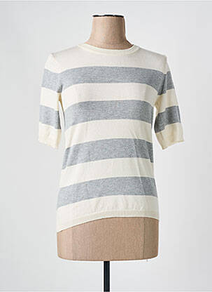 Pull coupe cintrée manches courtes beige KAFFE femme