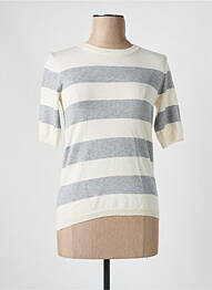Pull coupe cintrée manches courtes beige KAFFE femme