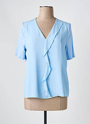 Blouse tissage crêpe manches courtes bleu FRANK WALDER femme