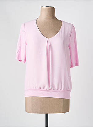 Blouse tissage crêpe manches courtes rose FRANK WALDER femme