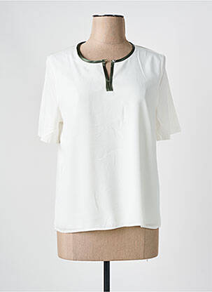 Top tissage crêpe manches courtes beige FRANK WALDER femme