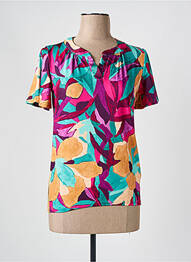 T-shirt col v manches courtes violet JULIE GUERLANDE femme