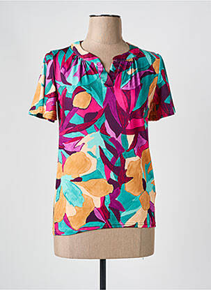 T-shirt col v manches courtes violet JULIE GUERLANDE femme