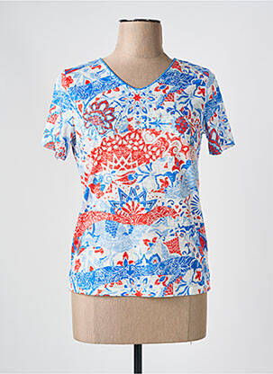T-shirt col v manches courtes bleu JULIE GUERLANDE femme