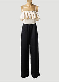 Combi-pantalon tissage crêpe fines bretelles noir ELLI WHITE femme