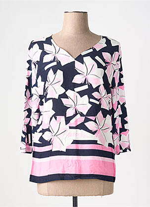 Blouse imprimé fleurs manches 3/4 bleu FRANK WALDER femme
