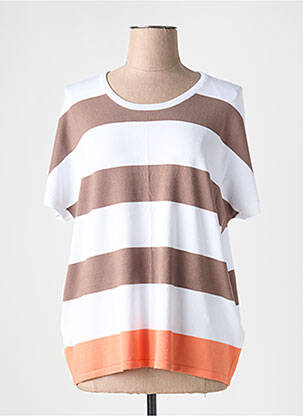 Pull coupe cintrée manches courtes blanc MARBLE femme