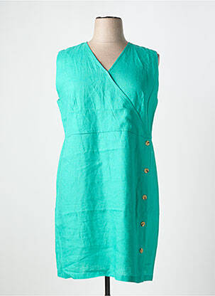 Robe mi-longue tissage crêpe sans manche vert JULIE GUERLANDE femme