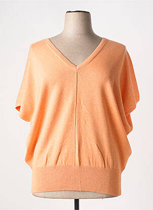 Pull tissage chiné manches courtes orange MARBLE femme