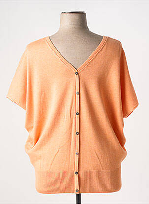 Pull tissage chiné manches courtes orange MARBLE femme