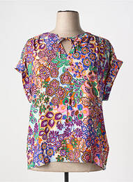 Blouse imprimé fleurs manches courtes bleu JULIE GUERLANDE femme