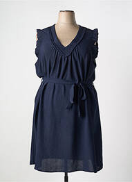 Robe mi-longue coupe fluide manches courtes bleu JULIE GUERLANDE femme