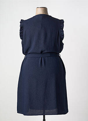 Robe mi-longue coupe fluide manches courtes bleu JULIE GUERLANDE femme