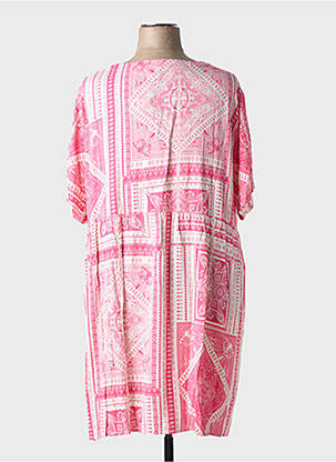 Robe mi-longue coupe fluide manches courtes rose CISO femme
