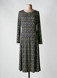 Robe mi-longue imprimé fantaisie manches longues bleu SURKANA femme