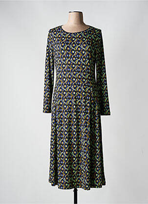 Robe mi-longue imprimé fantaisie manches longues bleu SURKANA femme