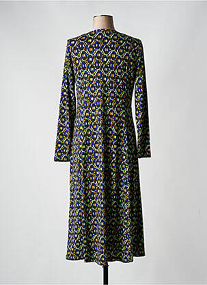 Robe mi-longue imprimé fantaisie manches longues bleu SURKANA femme