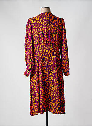 Robe mi-longue imprimé fantaisie manches longues violet SURKANA femme