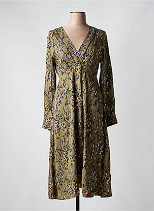 Robe mi-longue manches longues manches longues vert LOLA ESPELETA femme