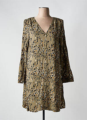 Robe mi-longue imprimé fantaisie manches longues vert LOLA ESPELETA femme