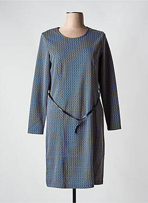 Robe mi-longue imprimé fantaisie manches longues bleu DIANE LAURY femme