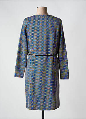 Robe mi-longue imprimé fantaisie manches longues bleu DIANE LAURY femme