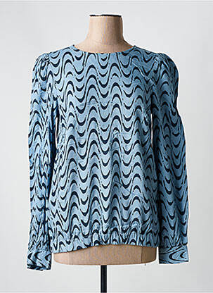 Blouse tissage popeline manches longues bleu KAFFE femme