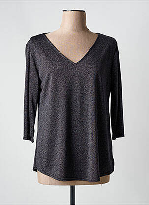 T-shirt col v manches 3/4 gris HALOGENE femme