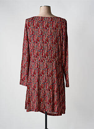 Robe mi-longue imprimé fantaisie manches longues rouge SURKANA femme