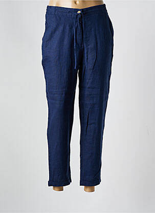 Pantalon droit tissage crêpe taille haute bleu JULIE GUERLANDE femme