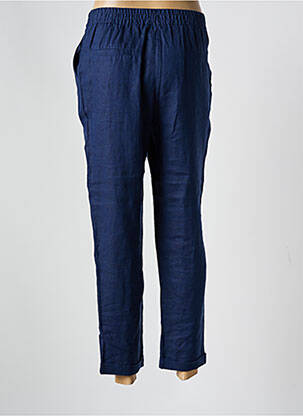 Pantalon droit tissage crêpe taille haute bleu JULIE GUERLANDE femme