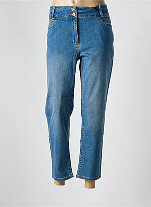 Jeans coupe droite broderie rivets taille haute bleu JULIE GUERLANDE femme
