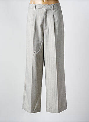 Pantalon large tissage popeline taille normale gris KAFFE femme