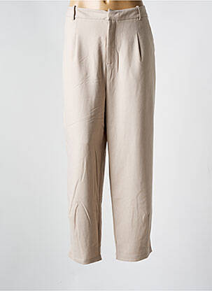 Pantalon large tissage popeline taille normale beige KAFFE femme