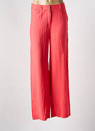 Pantalon droit fermeture zippée sous rabat boutonné rose ANGE femme