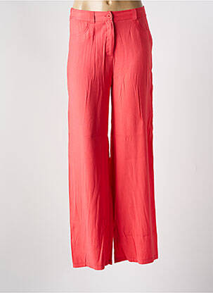 Pantalon droit fermeture zippée sous rabat boutonné rose ANGE femme